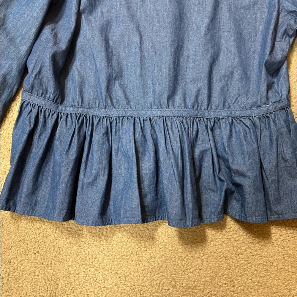Umgee Blue Denim Button-Down Blouse - Picture 5 of 7